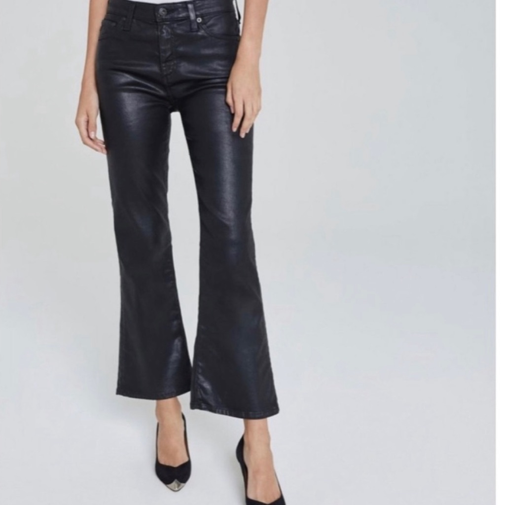 Ag Adriano Goldschmied The Quinne Crop High-Rise Flare Black Jeans Size 28 New